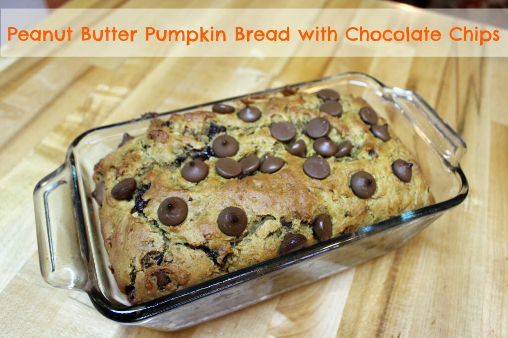 PEANUT BUTTER PUMPKIN BREAD WITH CHOCOLATE CHIPS