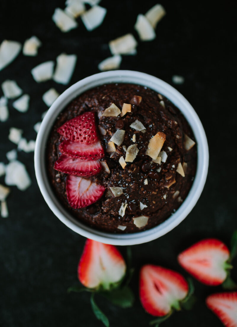 Quick + Easy Chocolate Coconut Baked Oatmeal
